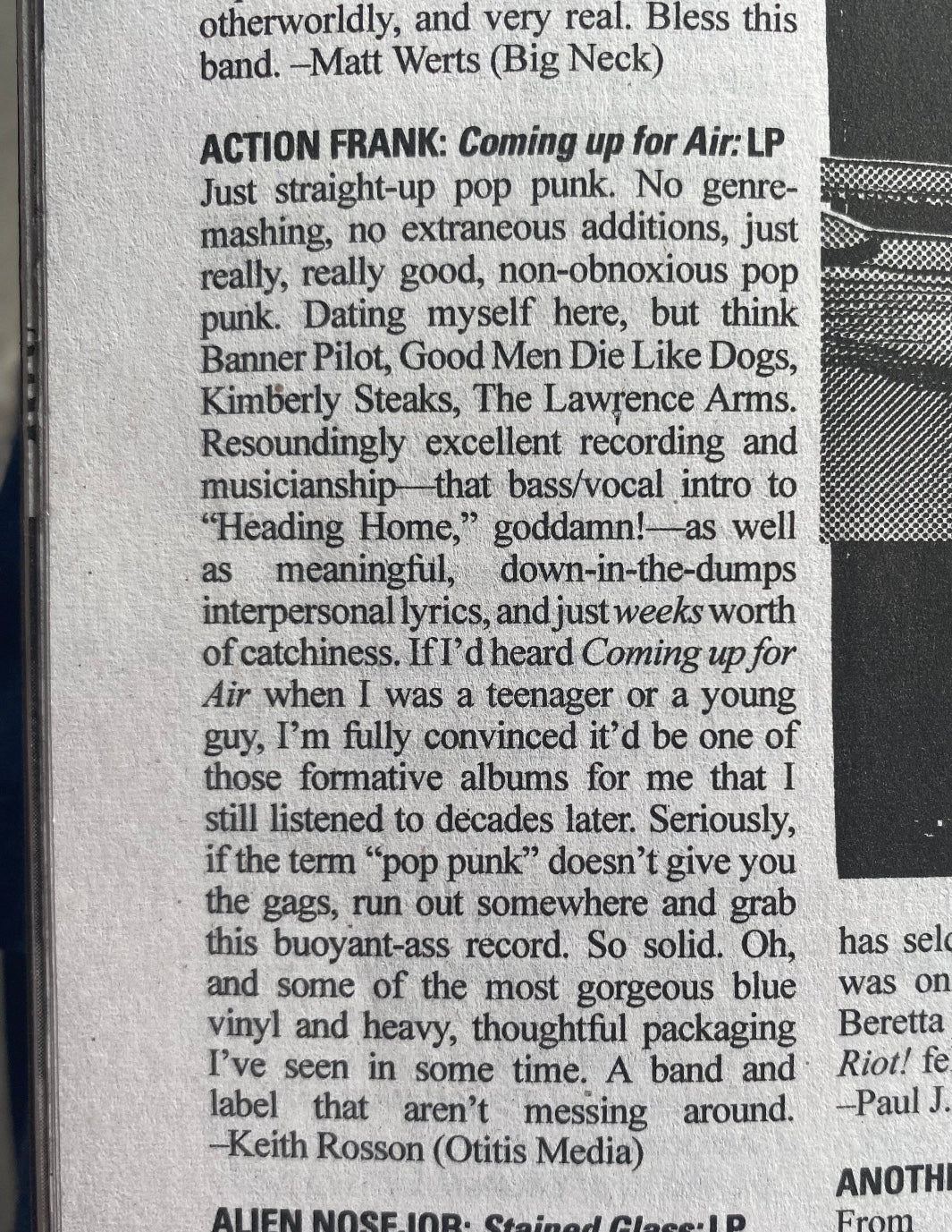 OMR-051 ACTION FRANK “Coming Up For Air” Vinyl LP