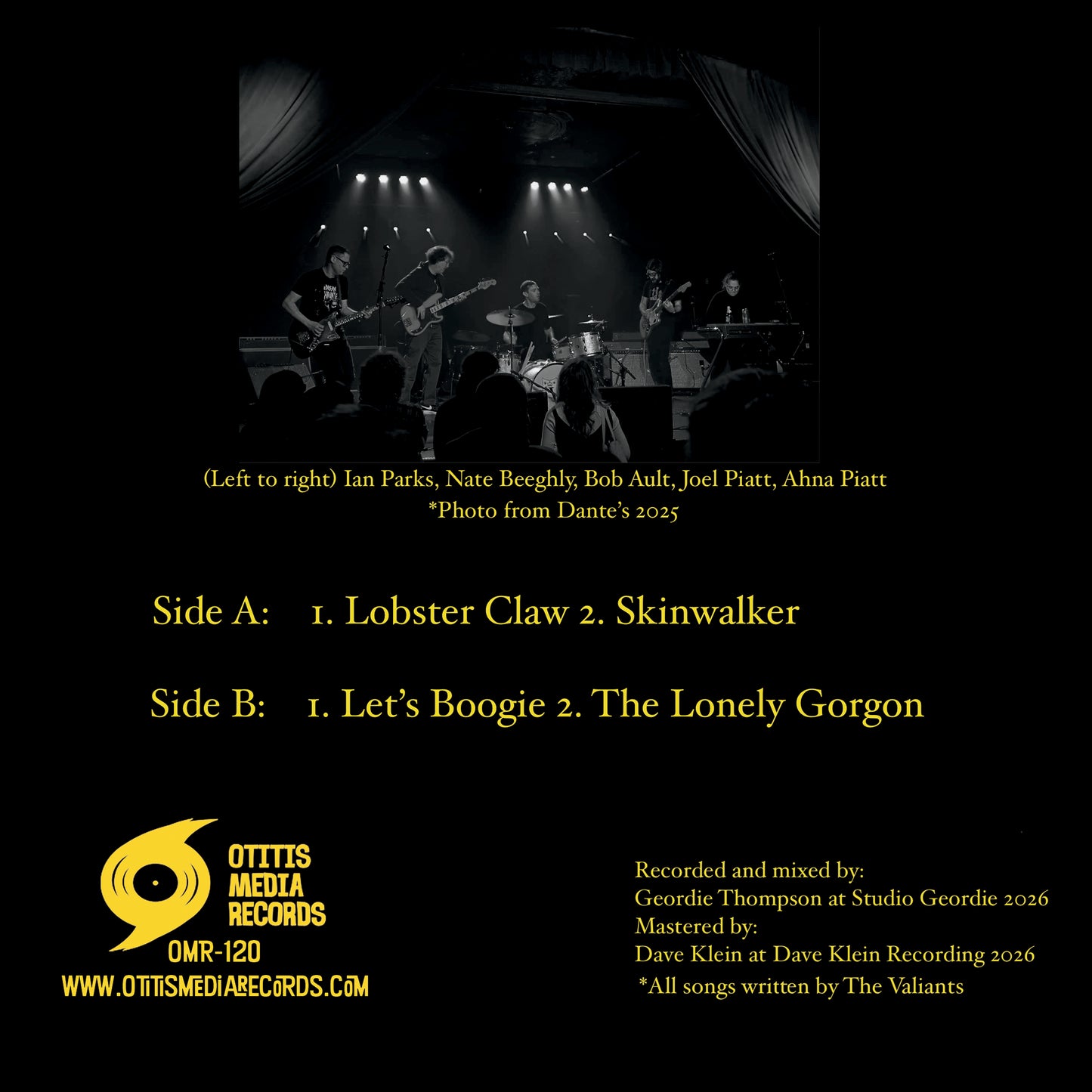 OMR-120 THE VALIANTS “Lobster Claw” EP 7” Vinyl/CD
